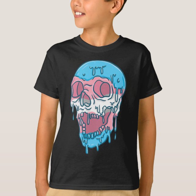 Dripping Trans Pride Skull Transgender  T-Shirt (Front)