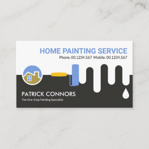 Dripping Wall Paint Roller Brush Painting Home Business Card
