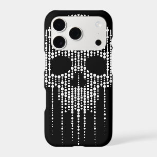 Dripping White Dot Skull on Black Background