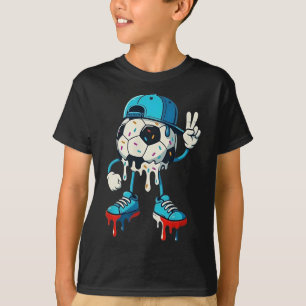 Drippy Soccer Ll Peace Hand Cool Street Art Design T-Shirt