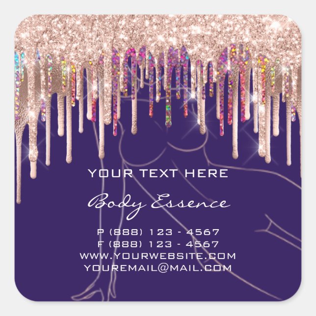  Drips Body Shaping Soap Balm Cosmetic Blue Navy Square Sticker (Front)