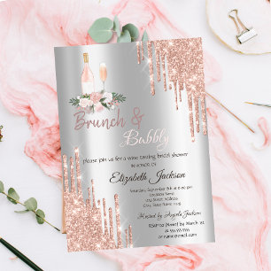  Drips Brunch & Bubbly Silver Bridal Shower  Invitation