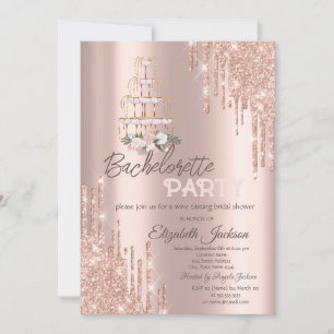  Drips Flowers,Champagne Glass Bachelorette Party Invitation