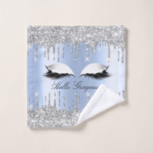Drips Glitter Effect Blue Lashes Name  Wash Cloth