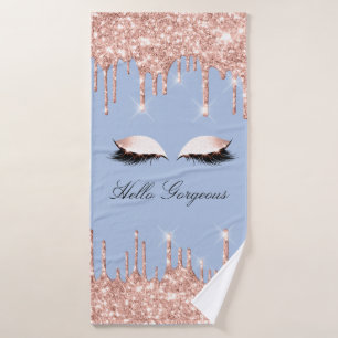 Drips Glitter Effect Lash Hello Beauty Rose Blue Bath Towel