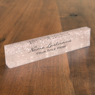 Drips Glitter Effect Rose Esthetician Beauty Nameplate