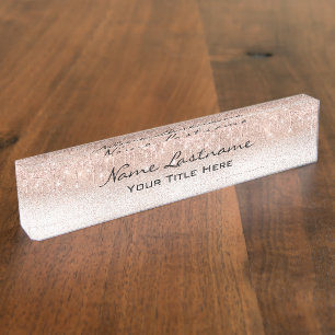 Drips Glitter Effect Rose Esthetician Beauty Spark Nameplate