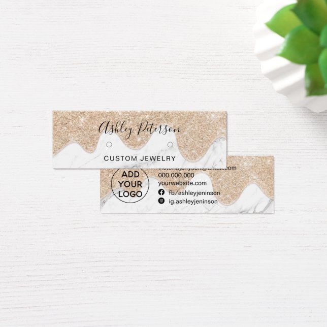 Drips marble gold glitter studs earrings display (Desk)