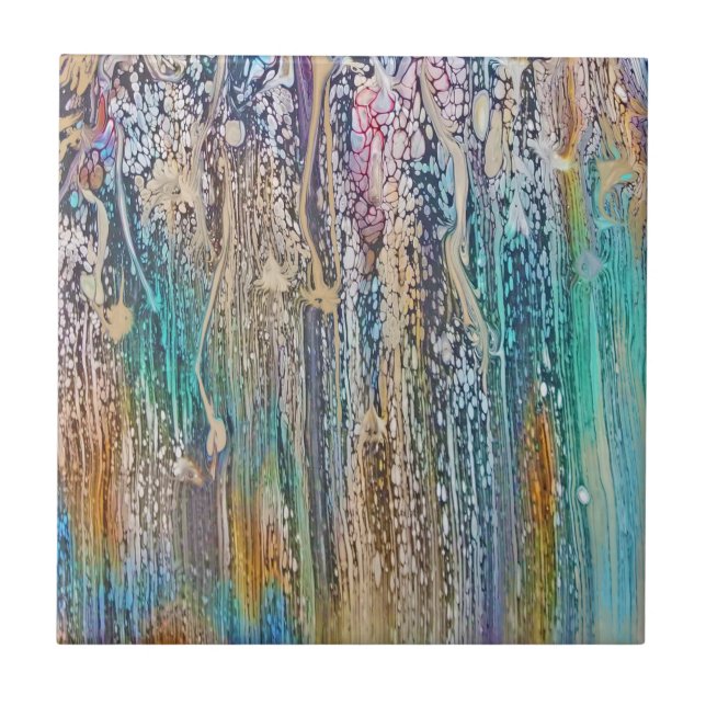 Drips of Teal and Beige Tile (Front)