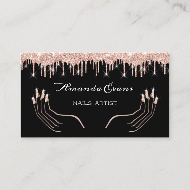 Drips Rose Manicure Nails Artist Appointment Card (Front)