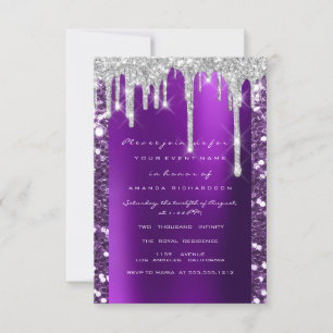 Drips Royal Purple Bridal Shower Sweet 16th Invitation