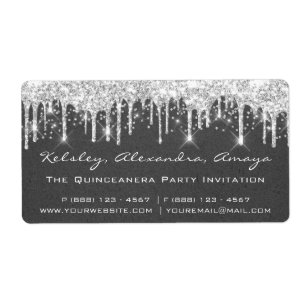 Drips Silver Confetti Bridal Sweet 16th Grey Kraft