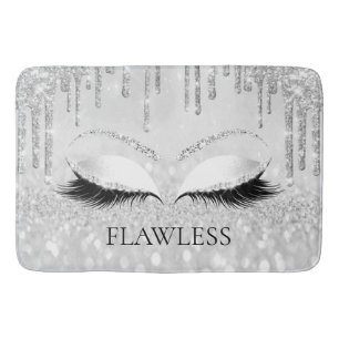 Drips Silver Glitter Name Eyes Lashes FLAWLESS Bath Mat