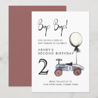 Drive by 2nd Birthday Parade Retro Minimalist Car