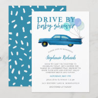 Drive By Baby Shower Blue Car Parade