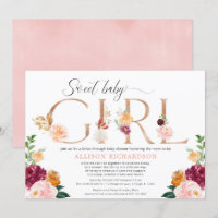 Drive-by baby shower girl rose gold burgundy blush