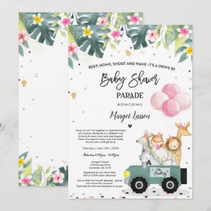 Drive By Baby Shower Invitation Safari Baby Shower
