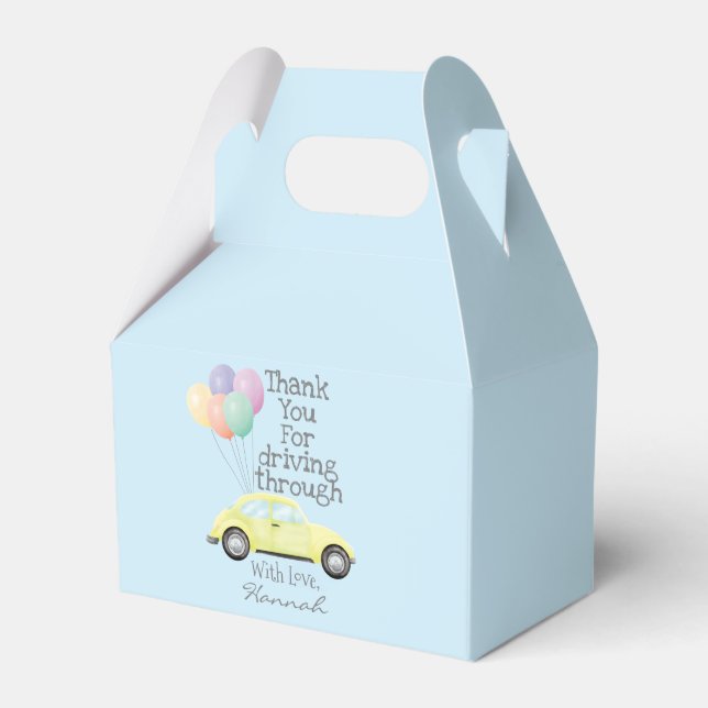 Drive By Baby Shower Parade Baby Blue for Boy Favor Box (Front Side)