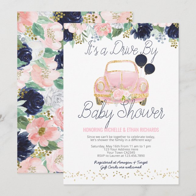 Drive By Baby Shower Parade Invitation (Front/Back)