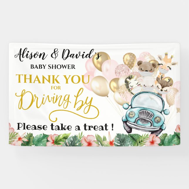 Drive By Baby Shower WELCOME BANNER | Cute Safari (Horizontal)