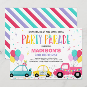 Drive By Birthday Parade Invitation Pink Parade