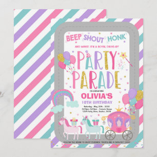Drive By Birthday Parade Invitation Pink Princess