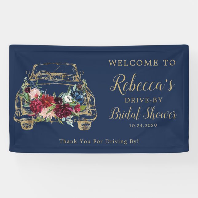 Drive By Bridal Shower Sign Banner | Drive Thru (Horizontal)