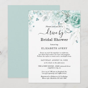 Drive By Bridal Shower Turquoise and sage greens Invitation