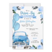 Drive By Car Blue Boy Rustic Baby Shower