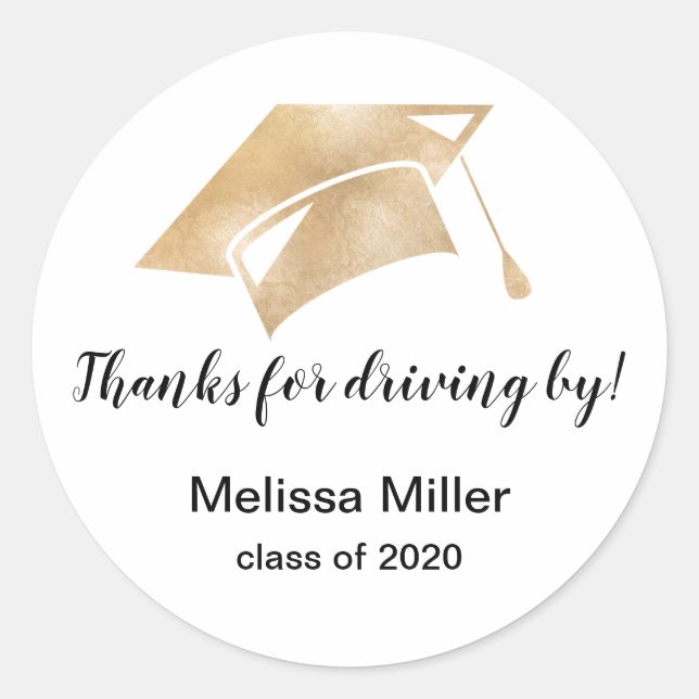 drive by  graduation class 2020 quarantine classic round sticker (Front)