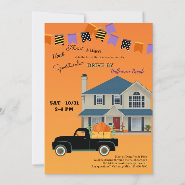 Drive By Halloween Parade Invitation (Front)