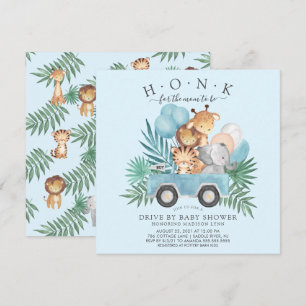 Drive By Jungle Animals Boys Baby Shower Invitation