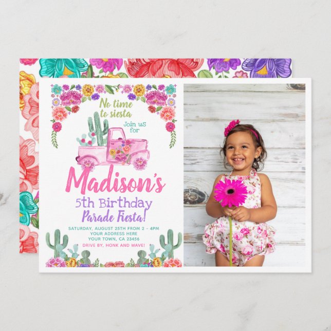 Drive By Mexican Fiesta with photo Invitation (Front/Back)