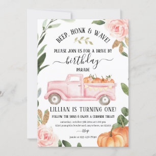 Drive By Pumpkin Birthday Invitation