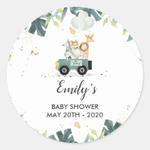 Drive By Safari Baby Shower Favour Tag Sticker