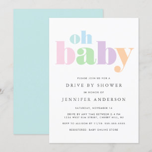 Drive By Shower Oh Baby Pastel Minimal Modern Invitation