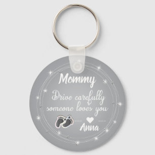 Drive Carefully  silver diamonds quote design Keychain