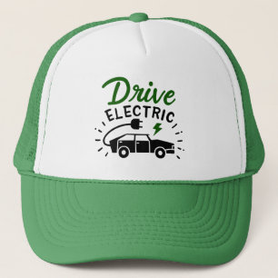 Drive Electric Green Black Automobile Trucker Hat