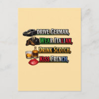 Drive German Wear Italian Drink Scotch Kiss French