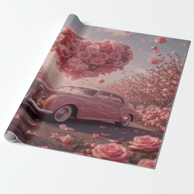 Drive into romance! This nostalgic and dreamy  Wrapping Paper (Unrolled)