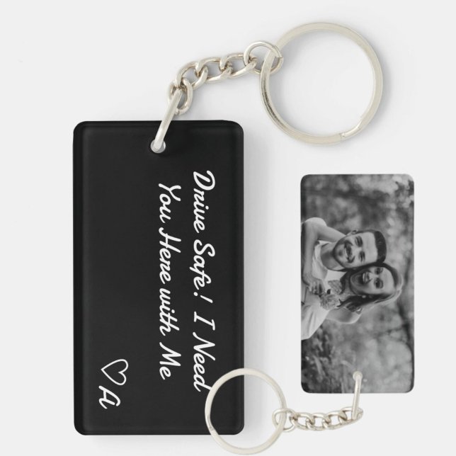 Drive Safe - Custom Photo, Message, and Initial Keychain (Creator Uploaded)