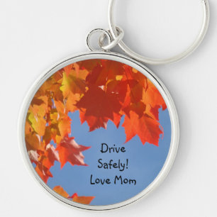 Drive Safely! Love Mom keychains Colourful Leaves