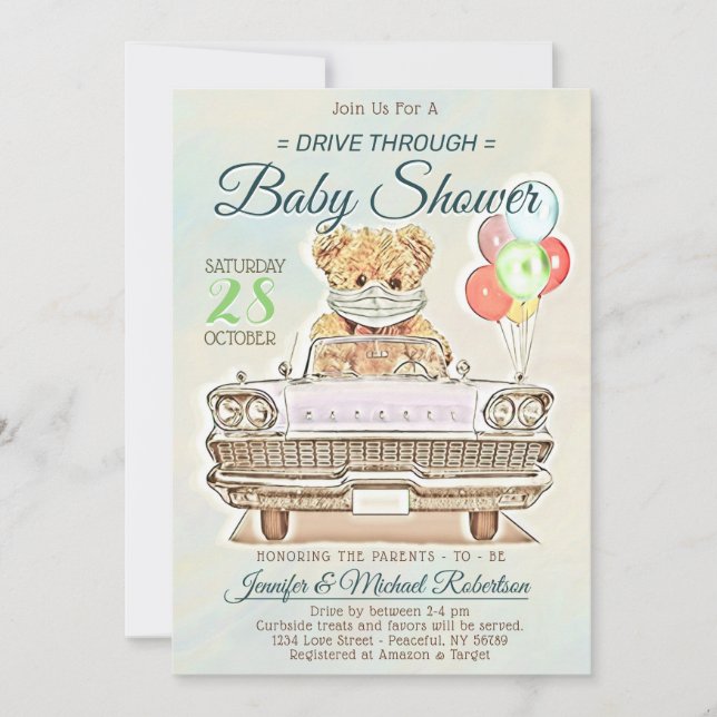 Drive Through Baby Shower for Boy or Girl Invitation (Front)
