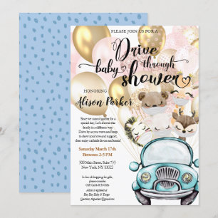 Drive Through Baby Shower Masked Safari Friends Invitation