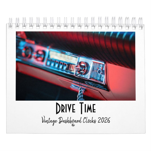 Drive Time: Vintage Dashboard Clocks Calendar 2026 (Cover)