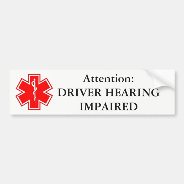 Driver Hearing Impaired Bumper Sticker (Front)