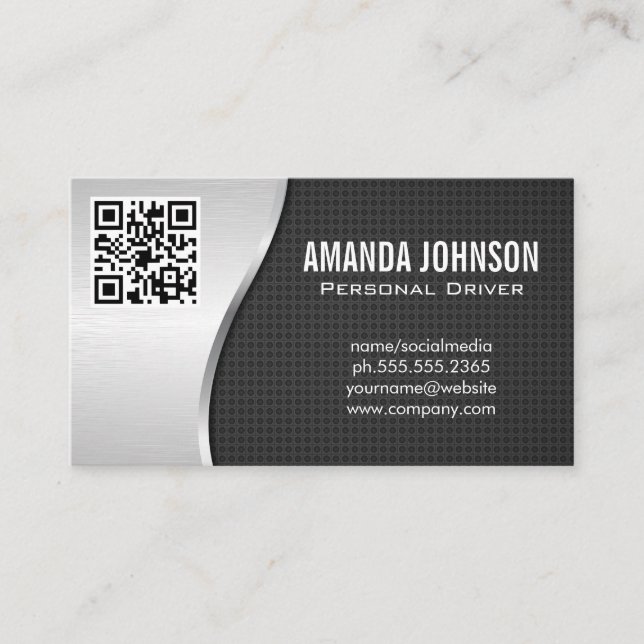 Driver | Metallic Background | QR Code Business Card (Front)