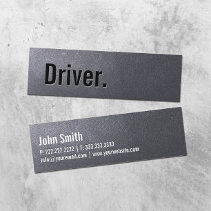 Driver Minimalist Typography Elegant Black Mini Business Card