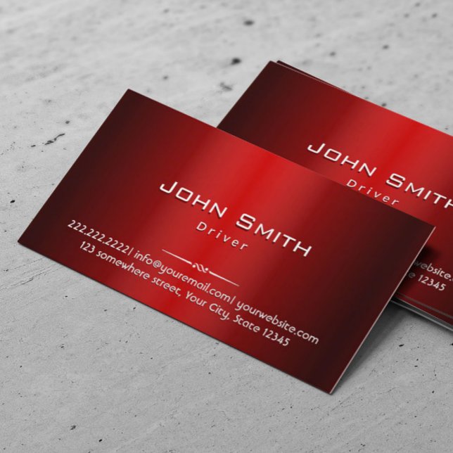 Driver Professional Red Metallic Business Card (Creator Uploaded)