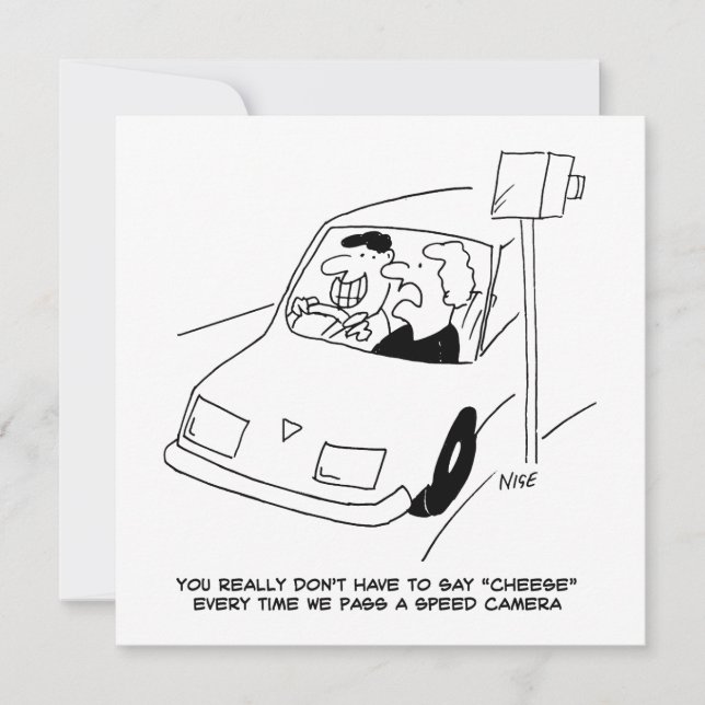 Driver Says Cheese When Passing a Speed Camera Holiday Card (Front)
